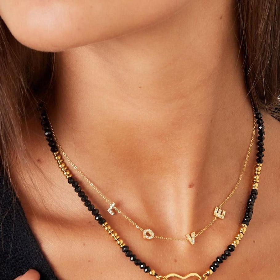 Collar de acero inoxidable letras de amor Imagen4